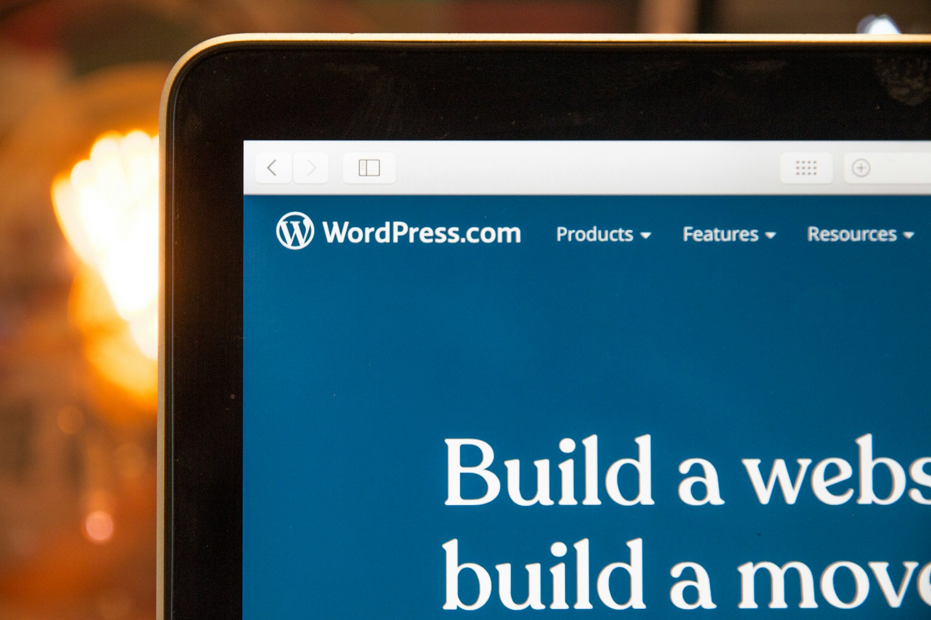 the WordPress site building page